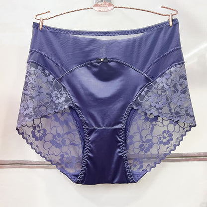 Plusock Satin Lace High Waist Panty(2 Packs) - Purple - XXXL - image 5