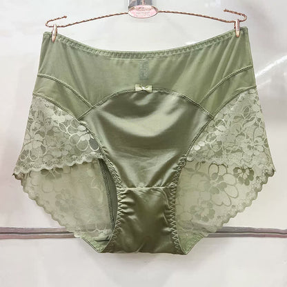 Plusock Satin Lace High Waist Panty(2 Packs) - Light Green - XXXL - image 2