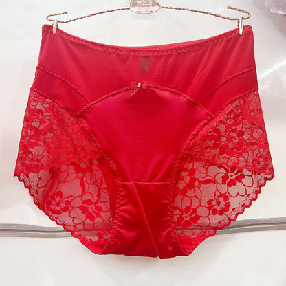 Plusock Satin Lace High Waist Panty(2 Packs) - Red - XXXL - image 4