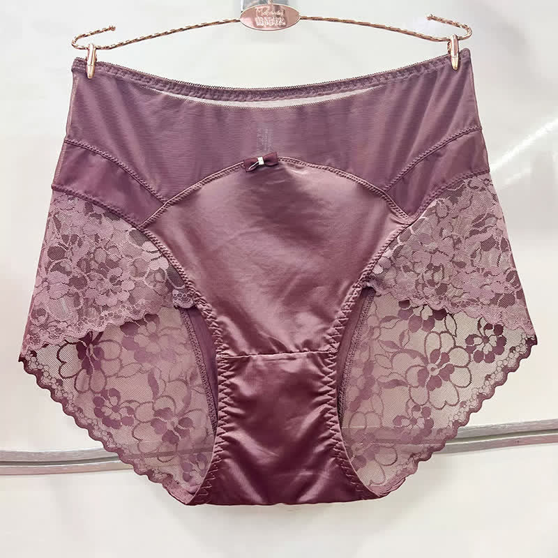 Plusock Satin Lace High Waist Panty(2 Packs) - Light Pink - XXXL - image 3