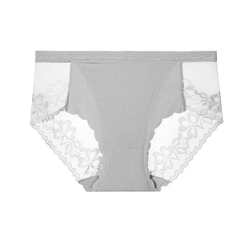 Plusock Soft Floral Lace Mesh Panty(3 Packs) - Grey - 4XL - image 5