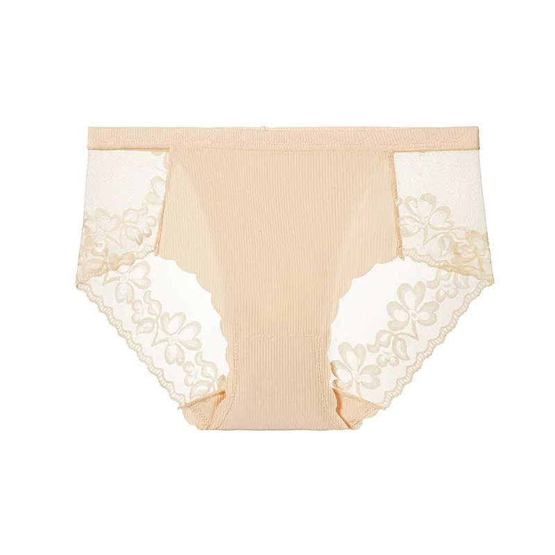 Plusock Soft Floral Lace Mesh Panty(3 Packs) - Nude - 4XL - image 6