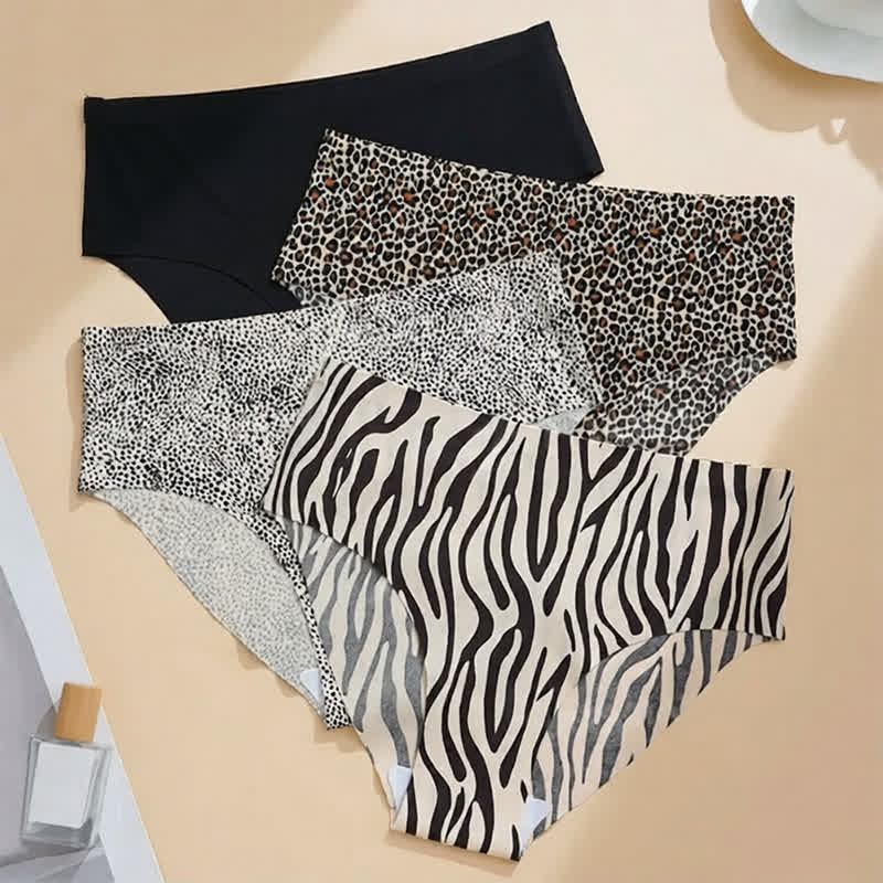 Plusock Zebra Leopard Print Seamless Invisible Panty(4 Packs) - Multicolor - 2XL - image 1