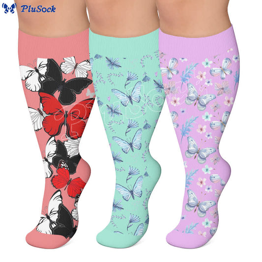 Plusock Plus Size Nostalgic Butterfly Compression Socks - image 0