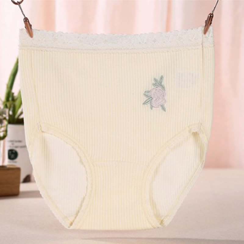 Plusock Flower Lace High Waist Cotton Panty(3 Packs) - Yellow - XXXL - image 7