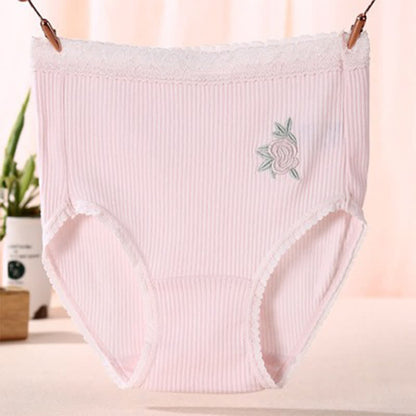 Plusock Flower Lace High Waist Cotton Panty(3 Packs) - Pink - XXXL - image 5