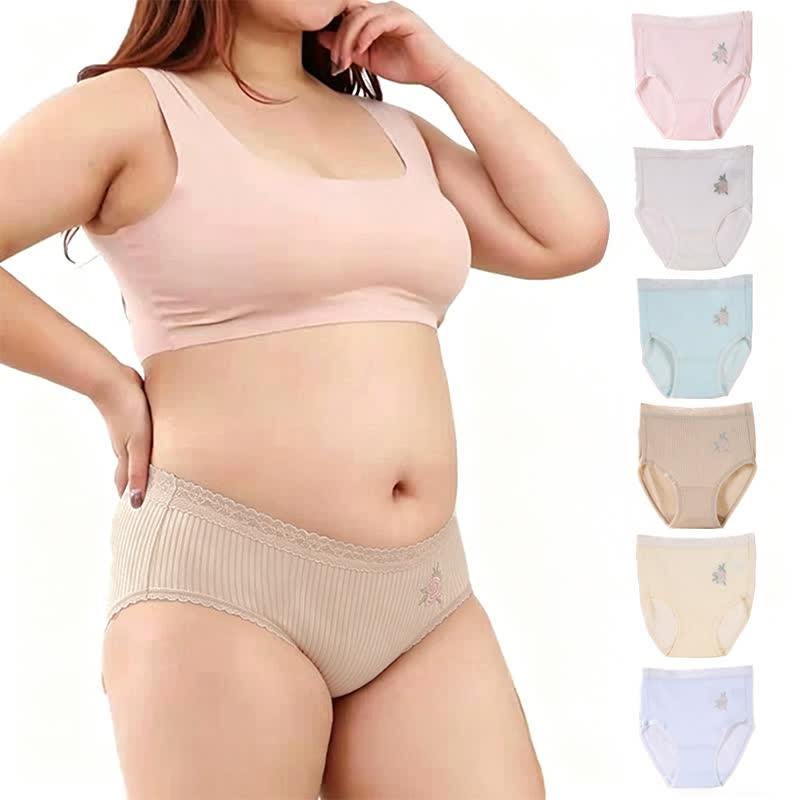 Plusock Flower Lace High Waist Cotton Panty(3 Packs) - image 0