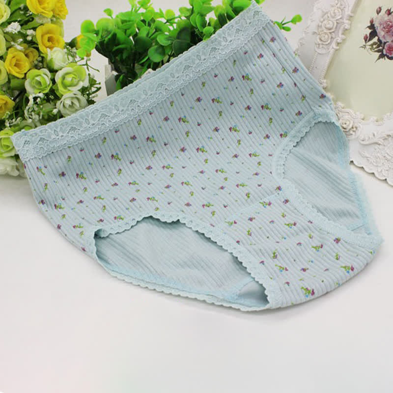 Plusock Floral Lace High Waist Cotton Panty(3 Packs) - Green - XXXL - image 5