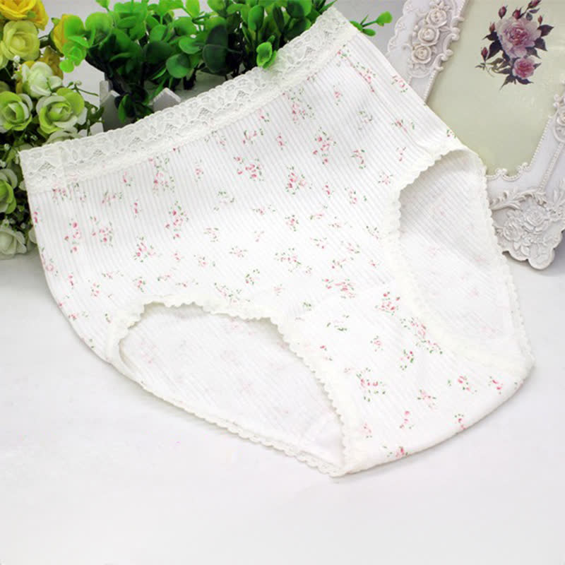 Plusock Floral Lace High Waist Cotton Panty(3 Packs) - White - XXXL - image 2