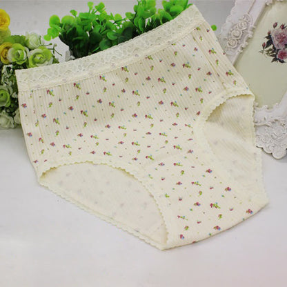 Plusock Floral Lace High Waist Cotton Panty(3 Packs) - Yellow - XXXL - image 3