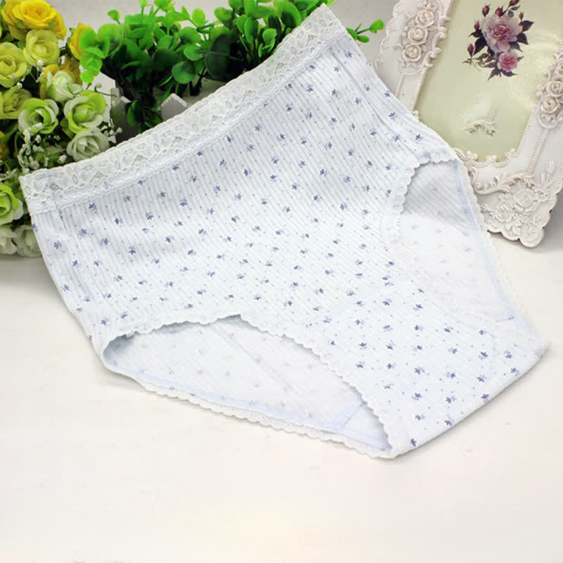 Plusock Floral Lace High Waist Cotton Panty(3 Packs) - Blue - XXXL - image 7
