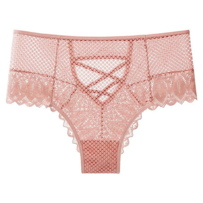 Plusock Sheer Lace Crisscross Panty(2 Packs) - Pink - 3XL - image 6