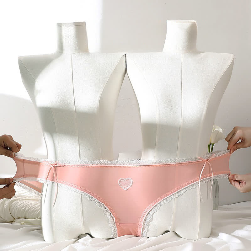Plusock Heart Lace Bow Mid Rise Panty(2 Packs) - image 1
