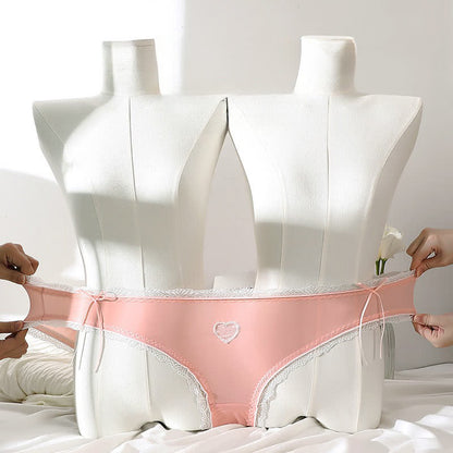 Plusock Heart Lace Bow Mid Rise Panty(2 Packs) - image 1
