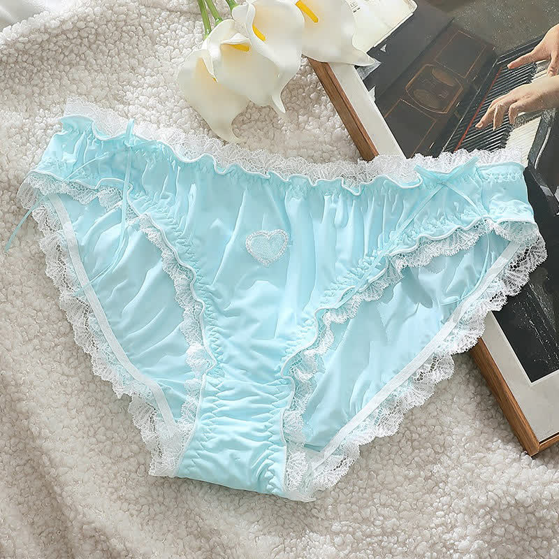 Plusock Heart Lace Bow Mid Rise Panty(2 Packs) - Blue - 4XL - image 4