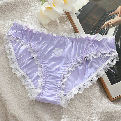 Plusock Heart Lace Bow Mid Rise Panty(2 Packs) - Purple - 4XL - image 5