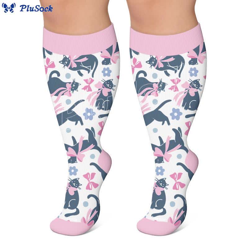 Plusock Plus Size Cat Bow Compression Socks - image 2