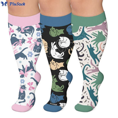 Plusock Plus Size Cat Bow Compression Socks - image 0