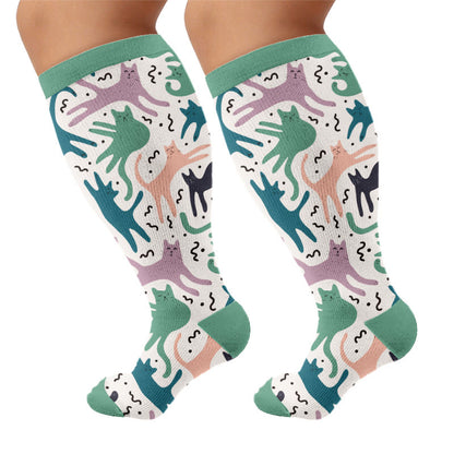 Plusock Plus Size Cat Bow Compression Socks - Green(1 Pair) - 4XL - image 6