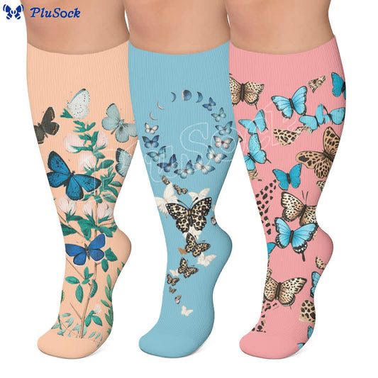 Plusock Plus Size Retro Reminiscence Butterfly Compression Socks - image 0