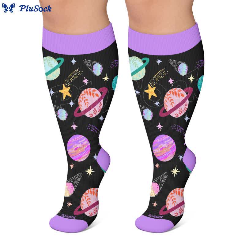 Plusock Plus Size Cosmic Print Compression Socks - image 3