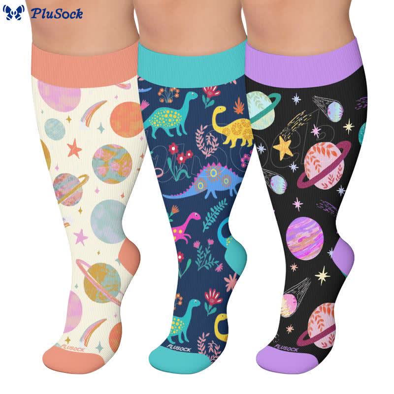 Plusock Plus Size Cosmic Print Compression Socks - image 0