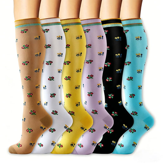 Plusock small flower Compression Socks(6 Pairs) - image 0