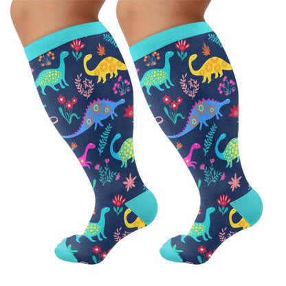 Plusock Plus Size Cosmic Print Compression Socks - Blue(1 Pair) - 4XL - image 7