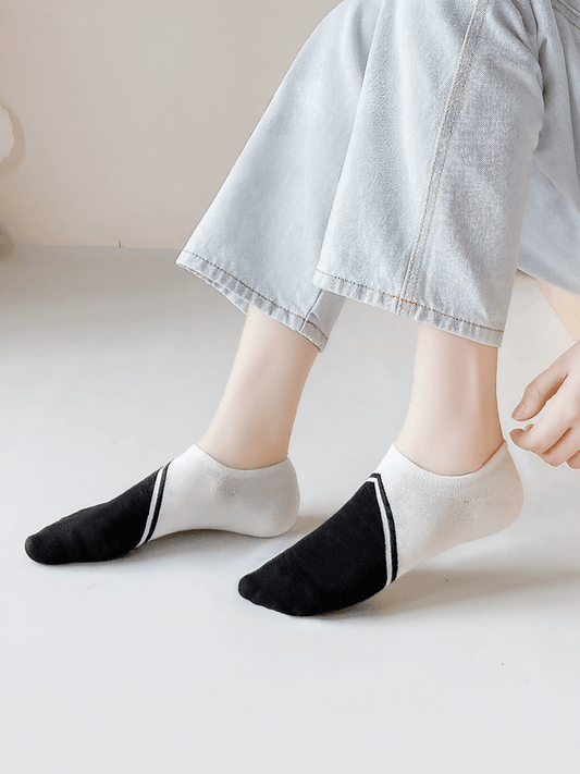 Plusock Bamboo Colorblock No Show Socks(5 Pairs) - Multicolor - EU39-44(US5-10) - image 0