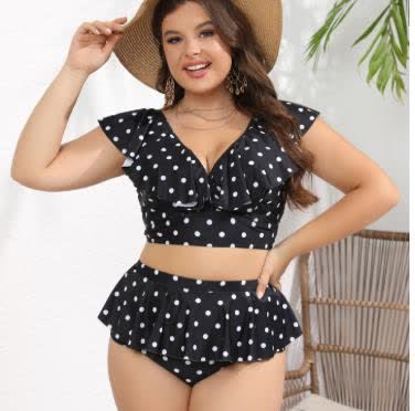 Plusock Vintage Polka Dot Swimwear - Black - XXXXL - image 0