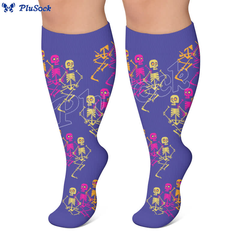 Plusock Plus Size Skeleton Pose Compression Socks - image 3