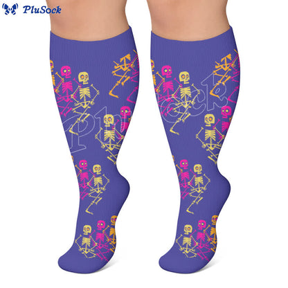 Plusock Plus Size Skeleton Pose Compression Socks - image 3