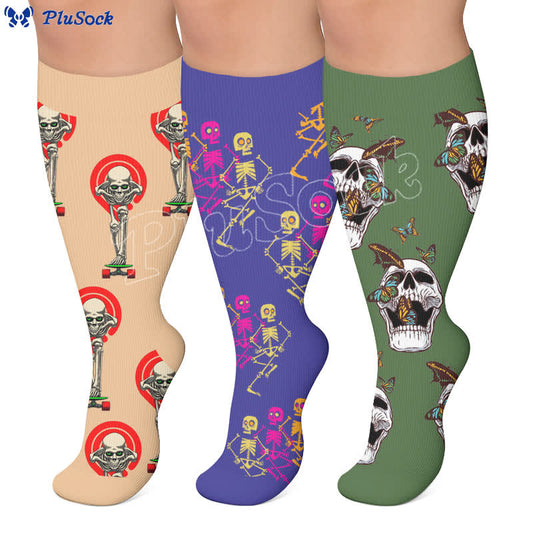 Plusock Plus Size Skeleton Pose Compression Socks - image 0