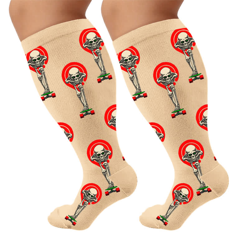 Plusock Plus Size Skeleton Pose Compression Socks - Apricot(1 Pair) - 4XL - image 5