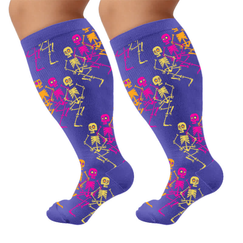 Plusock Plus Size Skeleton Pose Compression Socks - Purple(1 Pair) - 4XL - image 6
