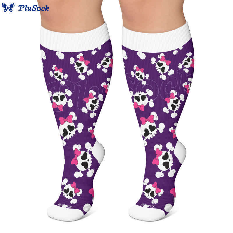 Plusock Plus Size Sweet Goth Skull Compression Socks - image 4