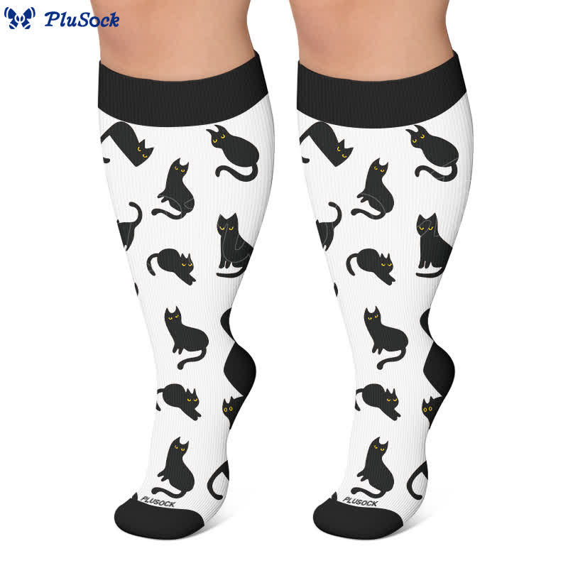Plusock Plus Size Sweet Goth Skull Compression Socks - image 3
