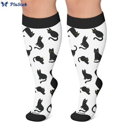 Plusock Plus Size Sweet Goth Skull Compression Socks - image 3