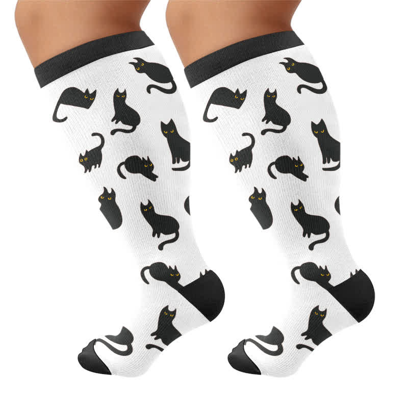 Plusock Plus Size Sweet Goth Skull Compression Socks - Black(1 Pair) - 4XL - image 5