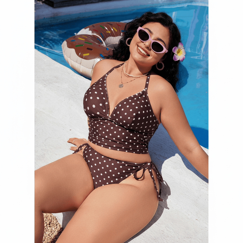 Plusock Coffe Polk Swimwear - Coffee - XXXXL - image 0