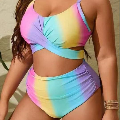 Plusock Tie Rainbow Print Bikini Set - image 1