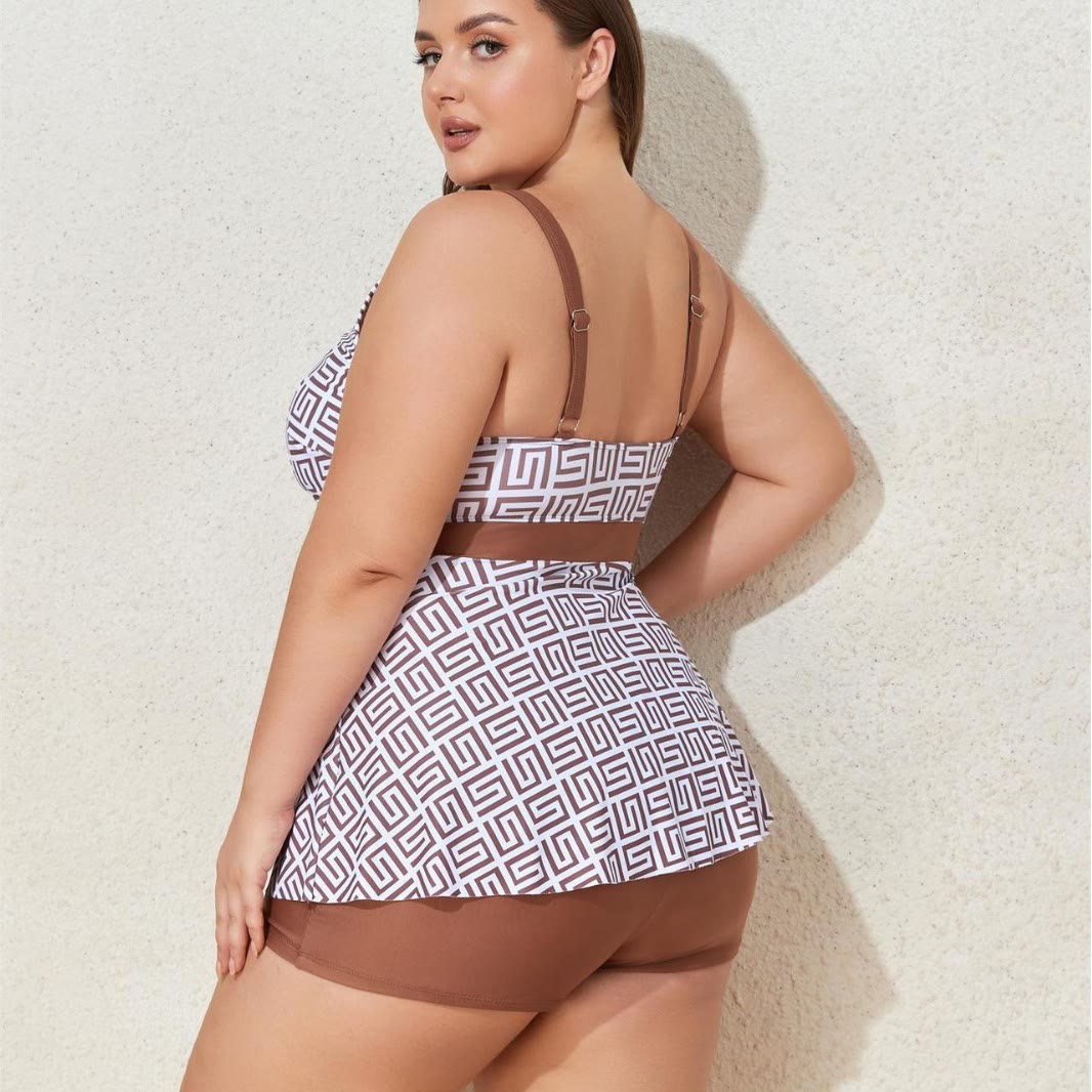 Plusock Geometric‑Print Two-Piece Swim Dress - image 3