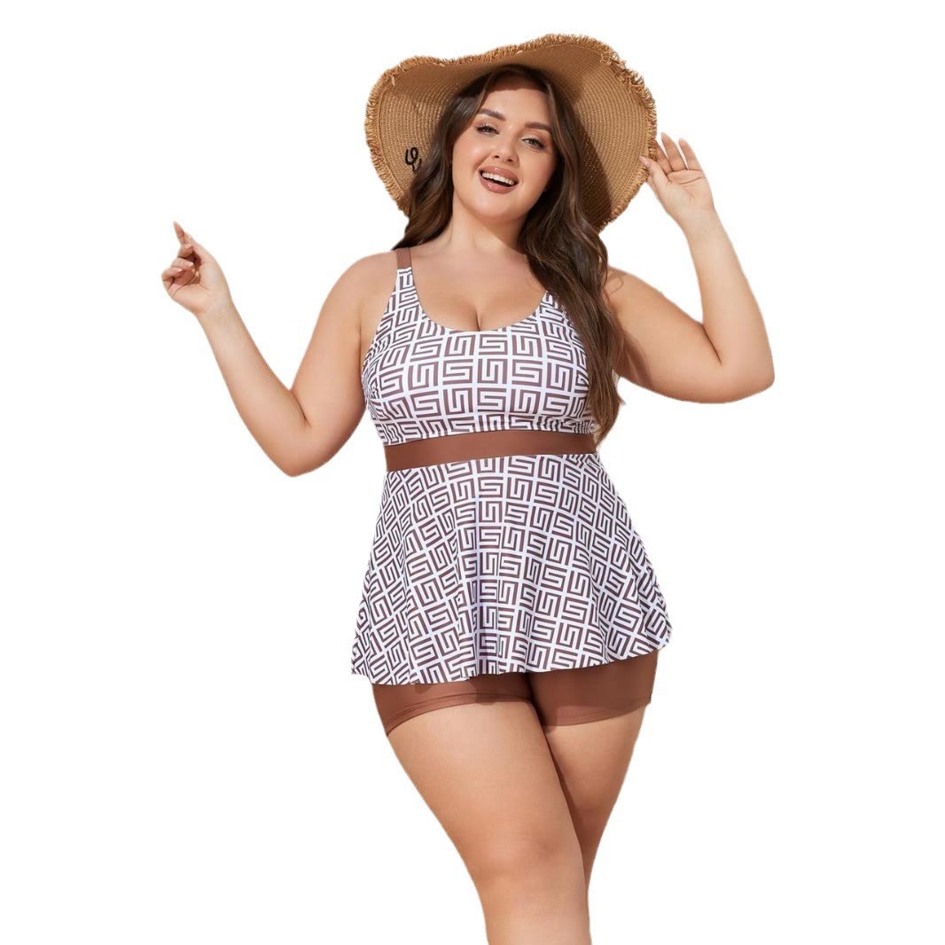 Plusock Geometric‑Print Two-Piece Swim Dress - image 0