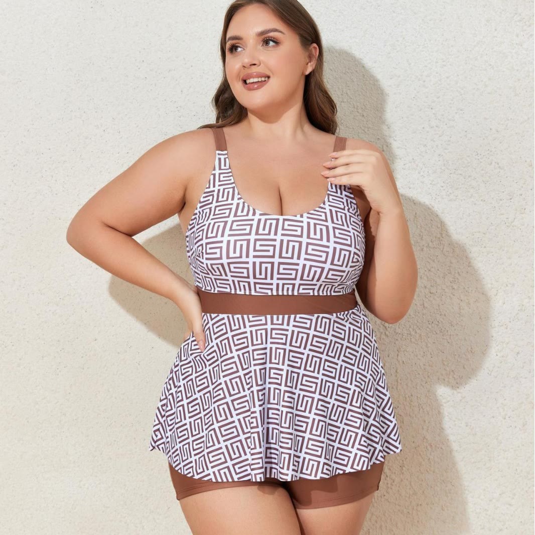 Plusock Geometric‑Print Two-Piece Swim Dress - image 4