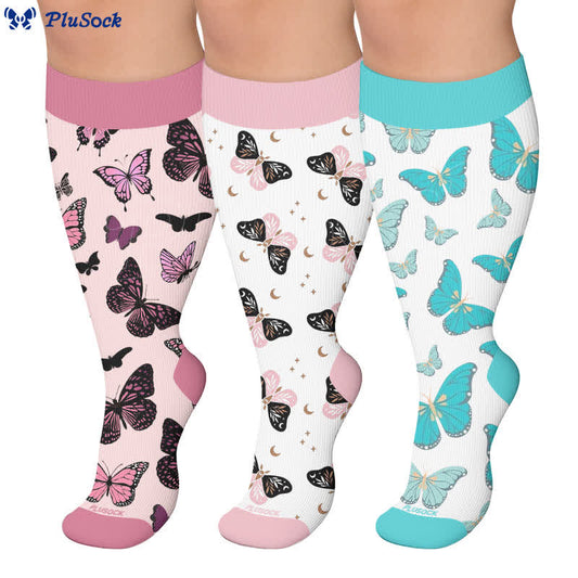 Plusock Plus Size Butterfly Print Compression Socks - image 0