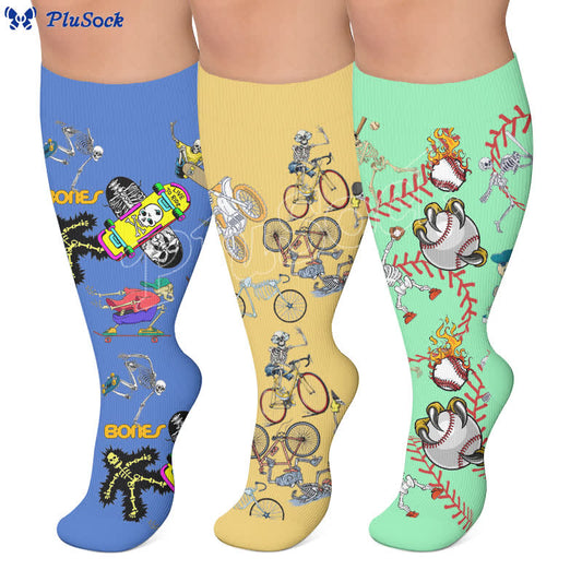 Plusock Plus Size Athletic Style Skull Compression Socks - image 0