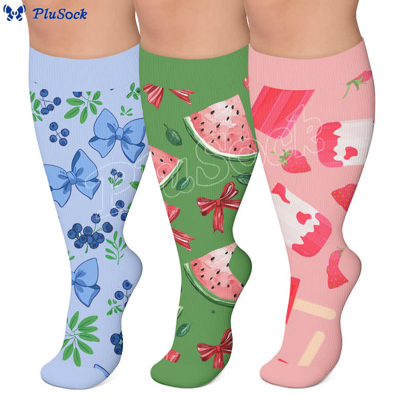 Plusock Plus Size Fruit Popsicle Compression Socks - image 0