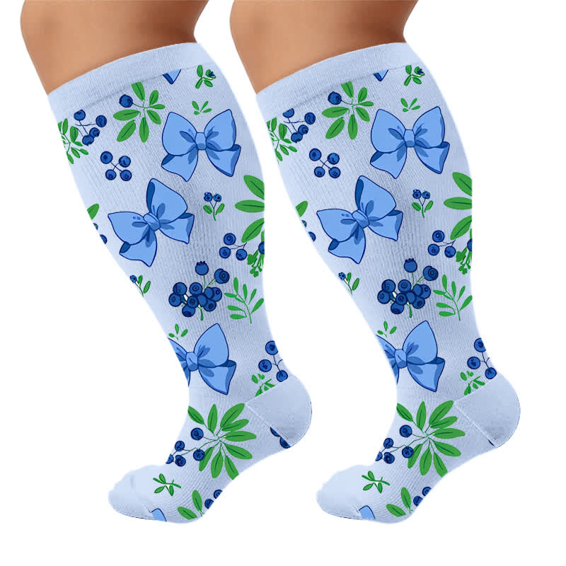 Plusock Plus Size Fruit Popsicle Compression Socks - Blue(1 Pair) - 4XL - image 5