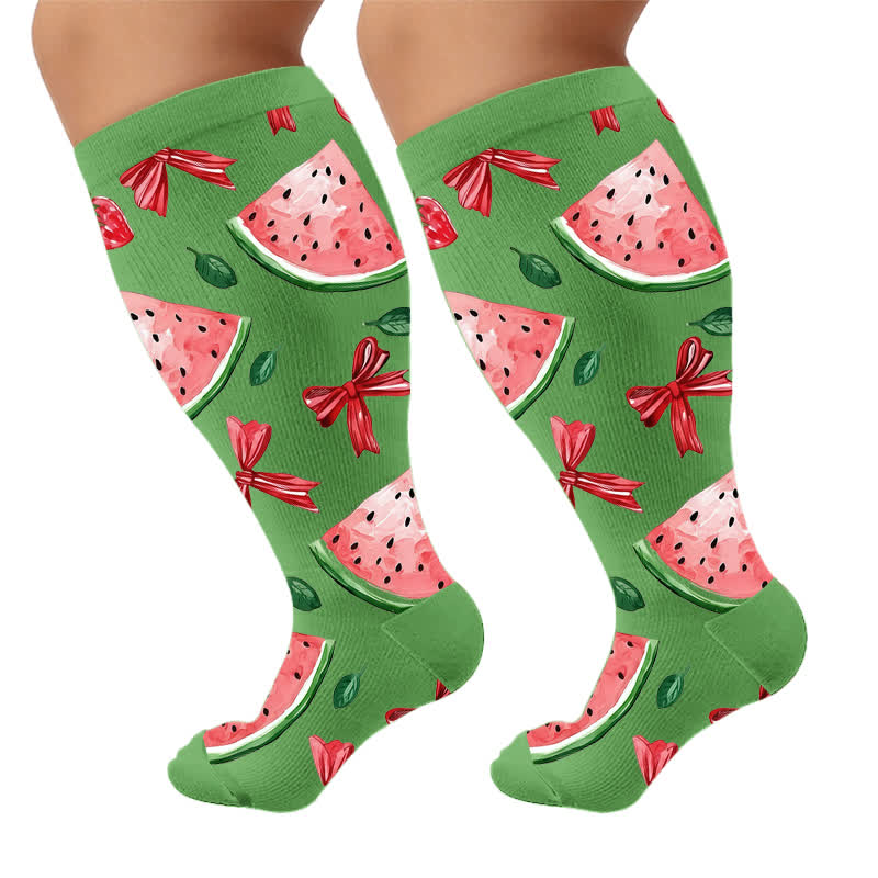 Plusock Plus Size Fruit Popsicle Compression Socks - Green(1 Pair) - 4XL - image 6