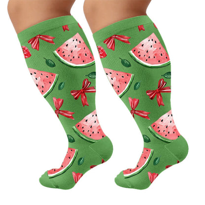 Plusock Plus Size Fruit Popsicle Compression Socks - Green(1 Pair) - 4XL - image 6